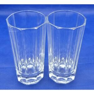 Vintage Sebastian Marcen 9-Panel 16oz Drinking Glass Set of Two Heavy Tumblers